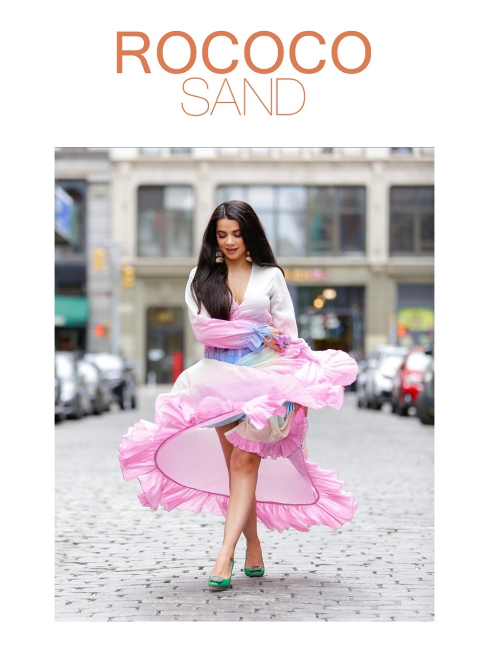 ROCOCO SAND Gradient Georgette High-Low Dress